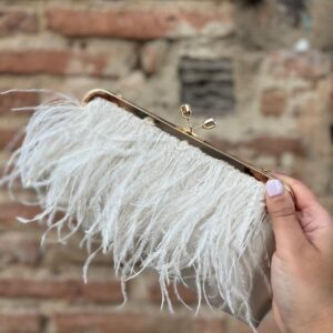 Bolso plumas plata