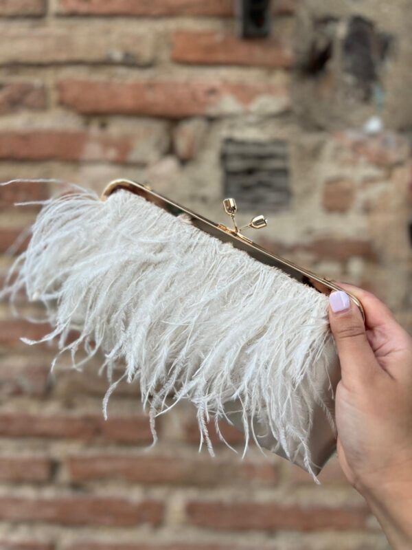 Bolso plumas plata