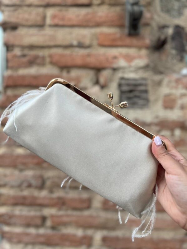 Bolso plumas plata - Imagen 2