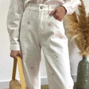 Pantalón bordado wide leg