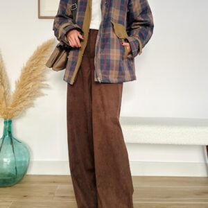 Pantalón wide-leg ante